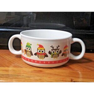 Old Time Pottery Owl Soup bowl/appetizer/cereal/snack bowl with handles, ceramic